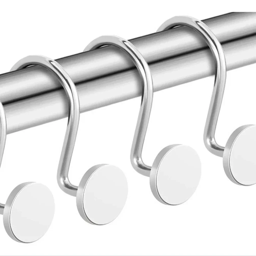 

Bathroom Decor Rust-proof Hooks Decorative Shower Rings Easy Gliding Operation Flat Solid Circle Design For Bathroom
