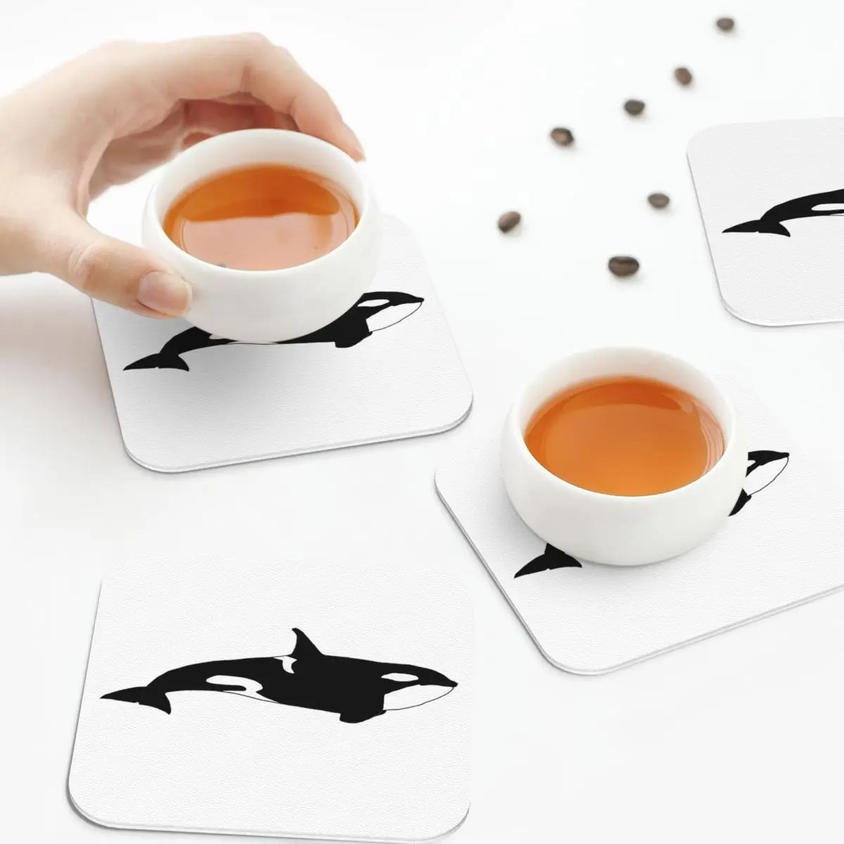 

Подставки Killer Whale (Orcinus Orca) Кухонные салфетки Водонепроницаемая изоляционная чашка Кофейные коврики Декор Домашняя посуда Подушечки Набор из 4 шт.