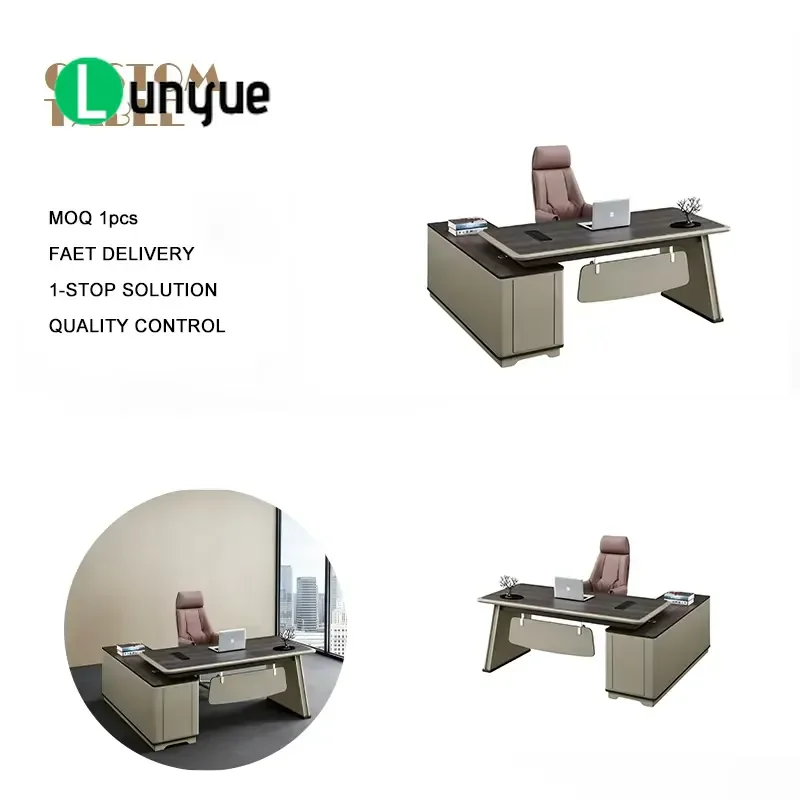 L Shaped Executive Desk Modern Office Furniture Manager CEO Boss Table New Design Workstation for Home Business Computer