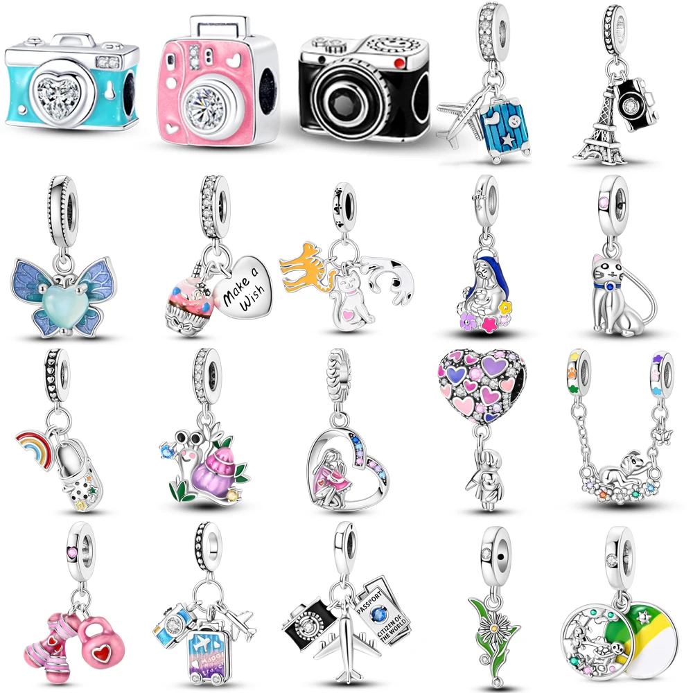 Hot Sale 925 Silver Camera Beads Pendants Charms Fit Original Bracelets Necklaces For Women Jewelry Making