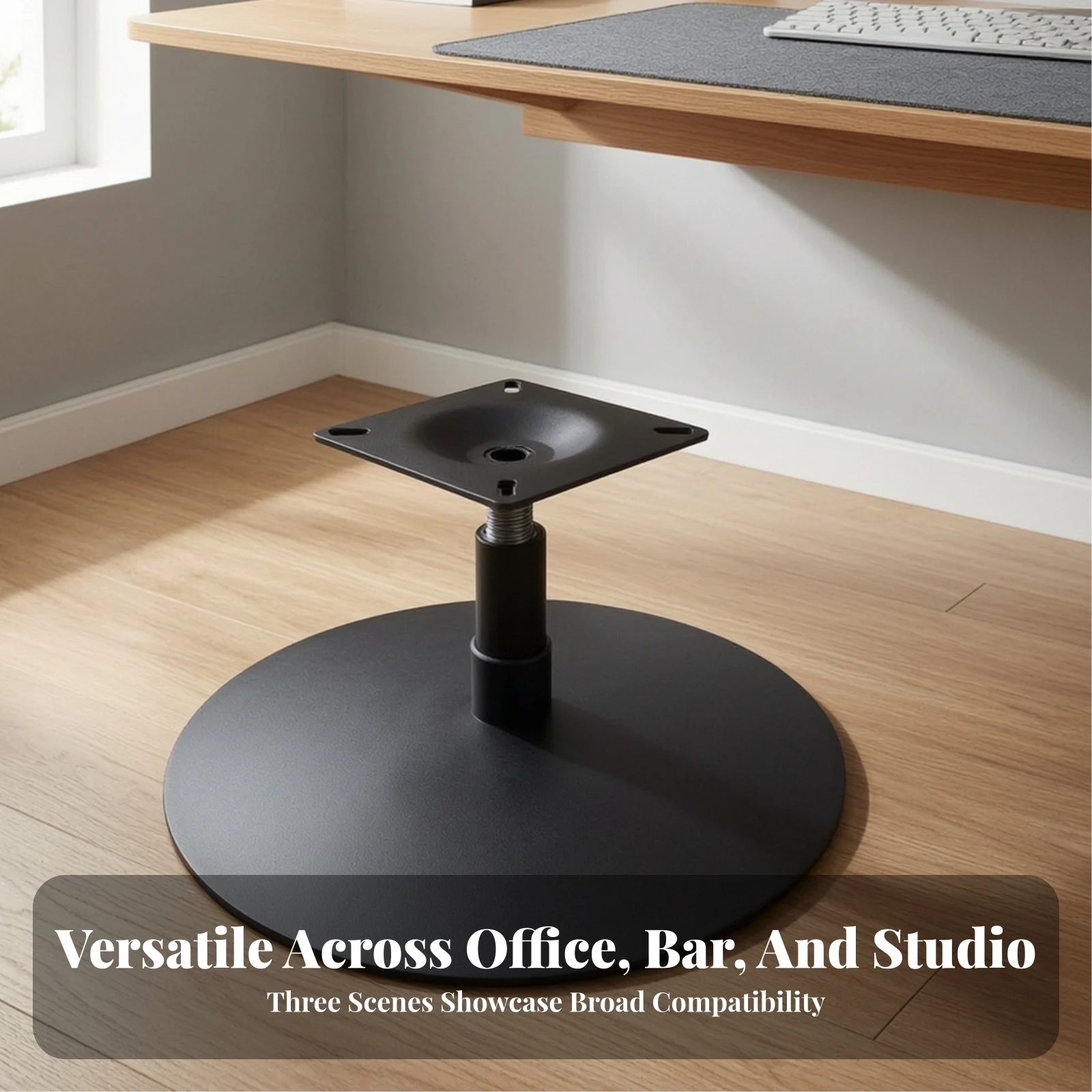 Chair Base with Round Disc Foot Matte Black Swivel Chair Base Furniture Long-Lasting Rust-Resistant for DIYers, Office