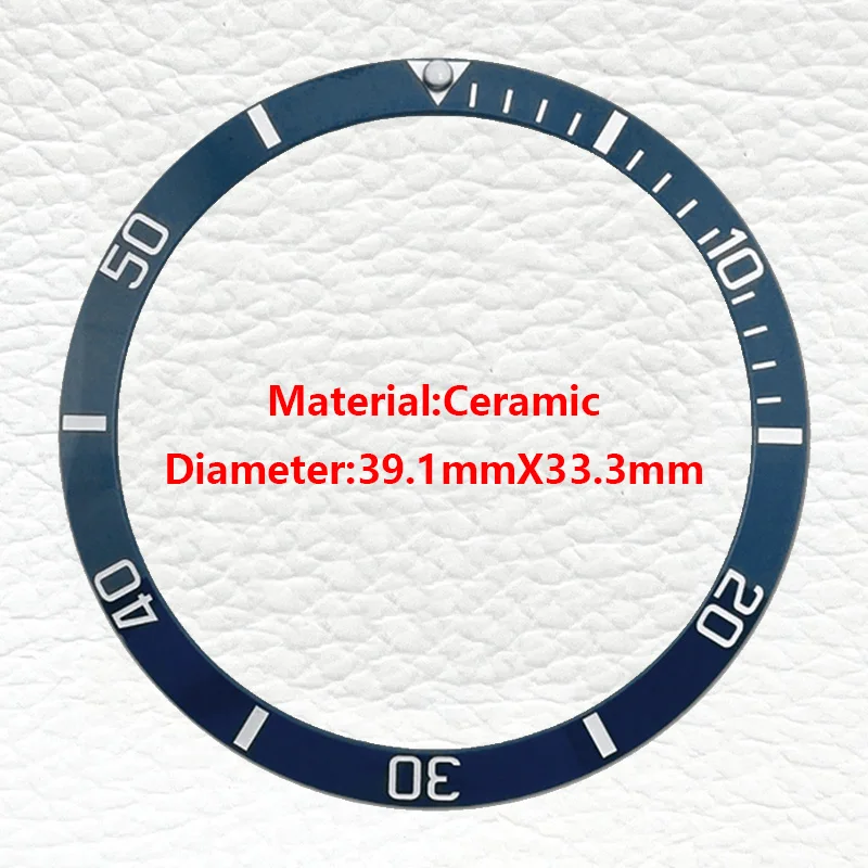 Mod 39.1mmx33.3mm السيراميك الحافة إدراج حلقة يناسب NH35 ساعة حالة شقة السيراميك الحافة إدراج قطع الغيار للرجال ساعات الغوص