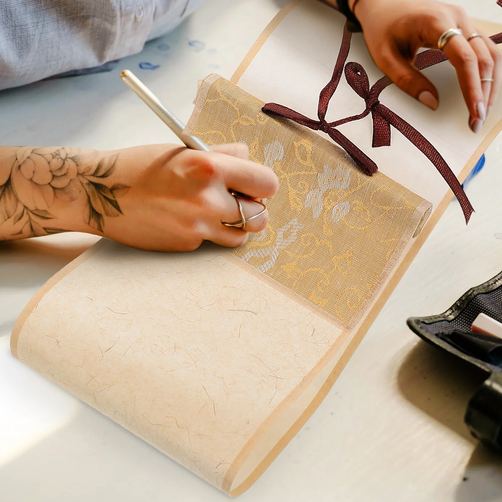 Chinese Calligraphy Scroll Blank Hanging Rice Paper Durable Calligraphy Painting Wall Scroll Home Office Decor