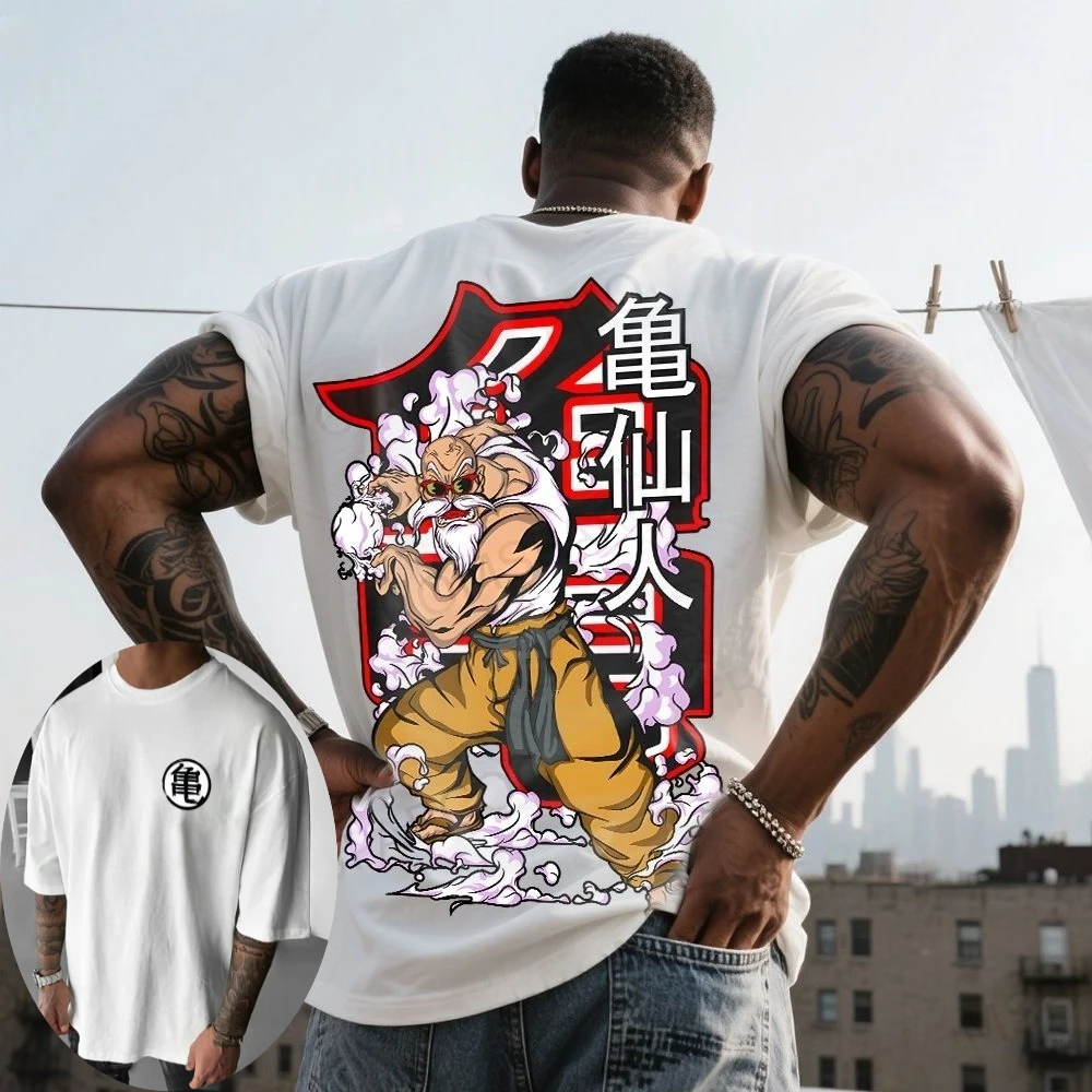 Dragon Ball Summer Men's T-Shirt Japanese Anime Master Roshi Autumn Inside Boy Children's Parent-Child Sports Trend Short Sleeve