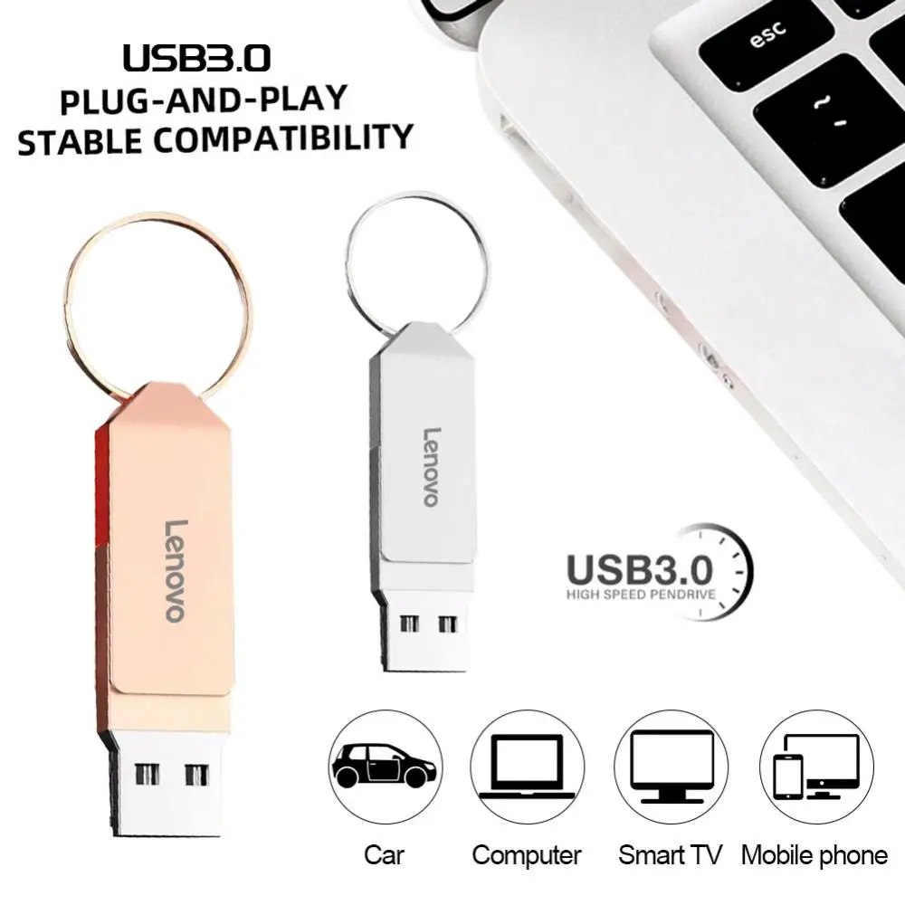 Lenovo 64TB USB 3.0 terbaru Flash Drive logam 32TB Pendrive USB Stick kapasitas nyata SSD 8TB Cle USB 16TB Pen Drive untuk notebook