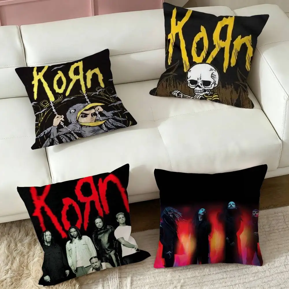 Fashion Band Rock Korn  Square Double-Sided printed Pillow Case Bedroom Bedside Pillow Sofa Cushion Cover