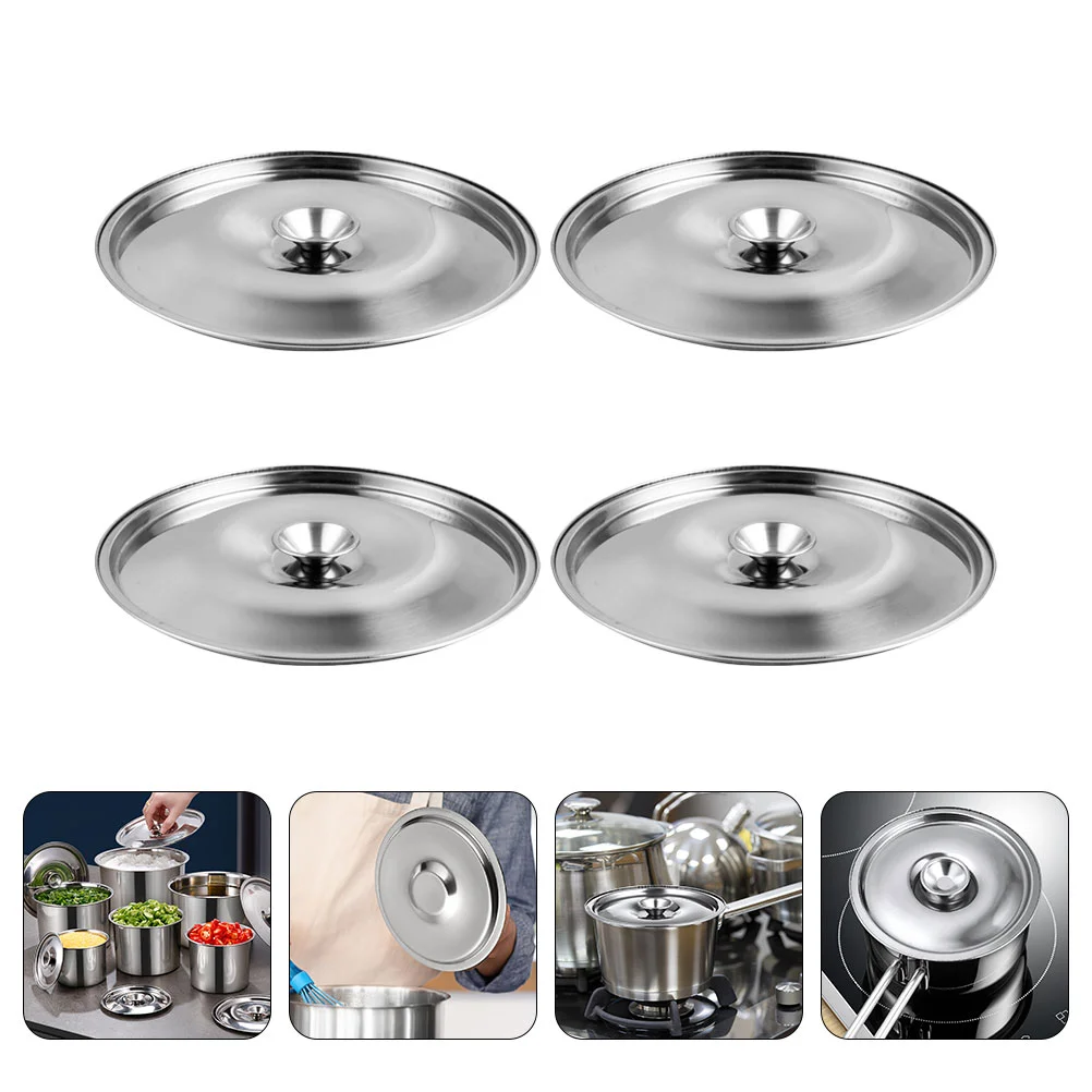 4 Pcs Stainless Steel Taste Cup Lid Easy to Store Lids Seasoning Pot Metal Reinforced Oil Cover Good Helper Hotel Use