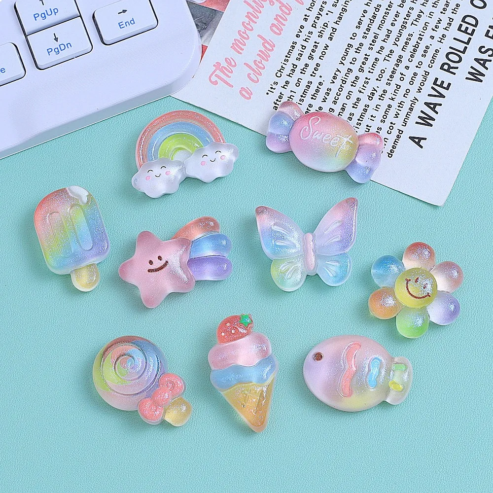 100pcs Kawaii Resin Mini Flower Flatback DIY Accessories for Phone Case Hairpin Keychain Scrapbook Jewelry Decor