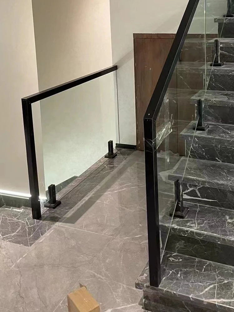 Tempered glass staircase stainless steel solid wood handrail modern simplicity