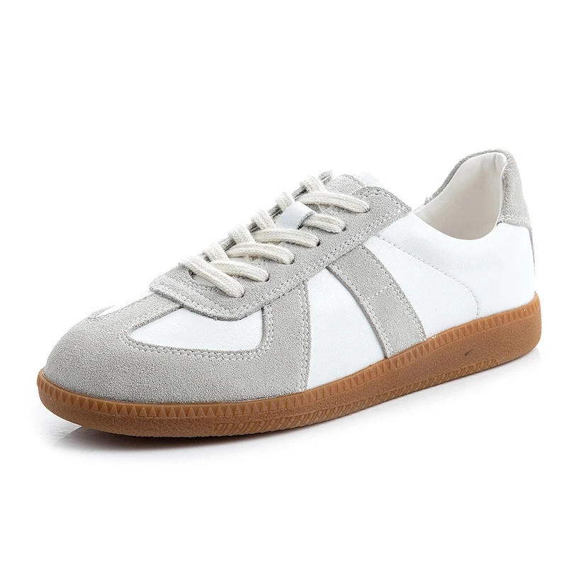 

2025 Fashion Genuine Leather Sneakers For Women German Training Style Flat Casual Sport Shoes Comfortable Trendy Daily Wear