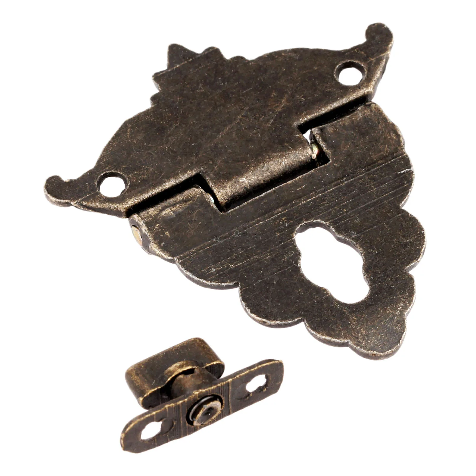 DRELD 2Pcs Antike Bronze Verriegelungen Funiture Hardware Dekorative Schmuck Box Schublade Dekorative Haspe Lock Latch Mit Schrauben 45*48mm