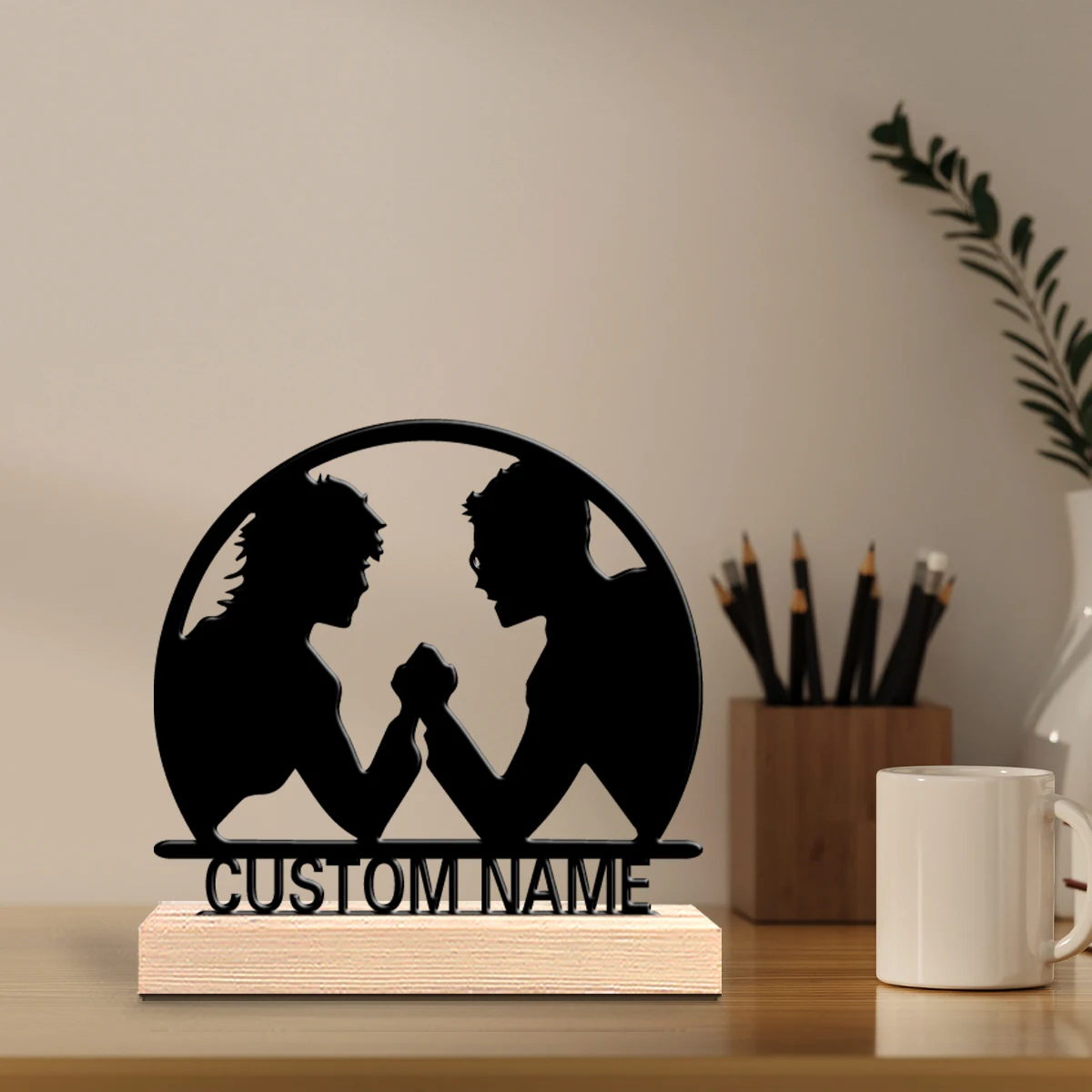 1pc Beauty Personalized Custom arm wrestling Vintage Gift With Wooden Stand Suitable For Office Bedroom Desktop Decoration Vint - view 3