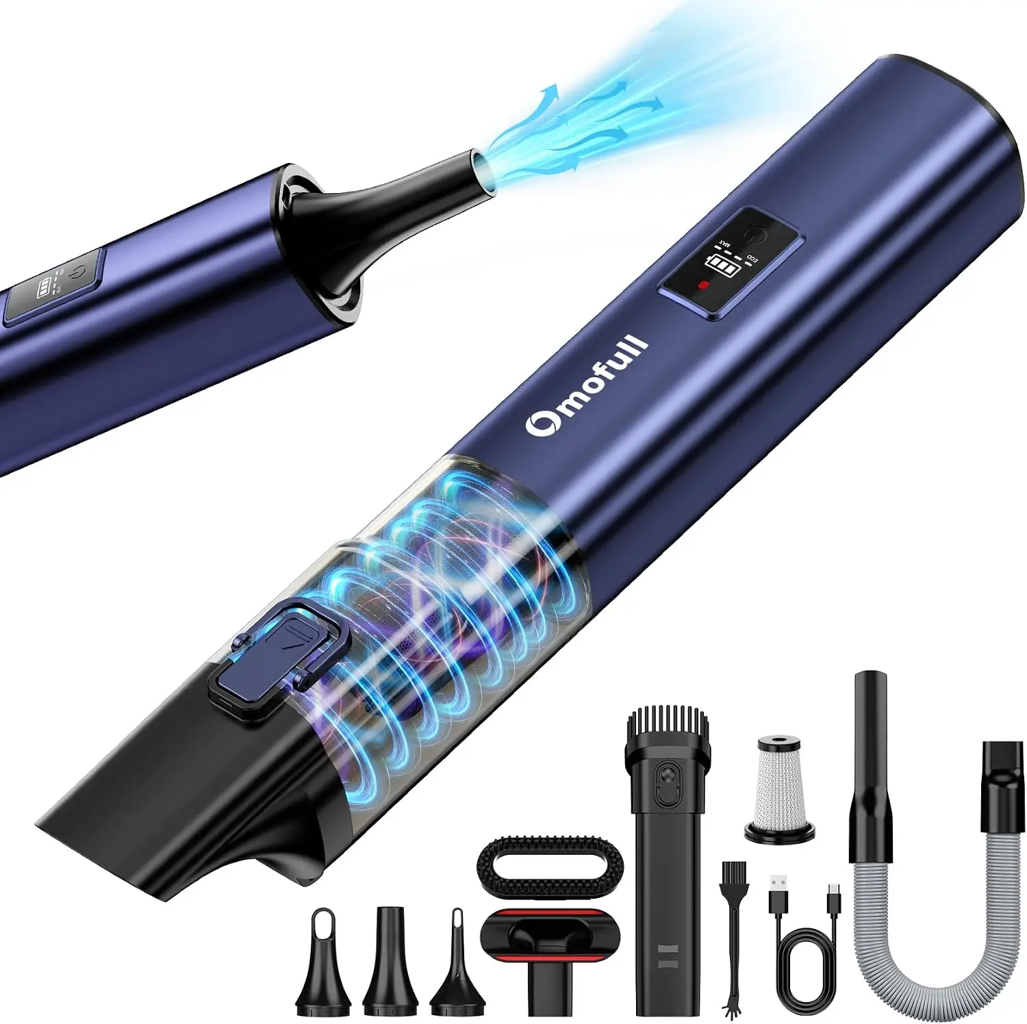 19500Pa Cordless Car Vacuum, 4-in-1 Handheld Vacuum Cleaner & Air Duster, 140W Rechargeable with Multi-Nozzles for Car Home Office Pet