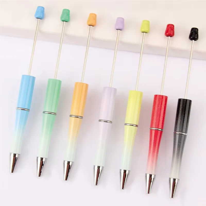 5Pcs Customized Bead Pen DIY Creative Cute Beadable Gradient Pens Handmade Gift Ballpoint Pen Korean Japanese Campus Stationery