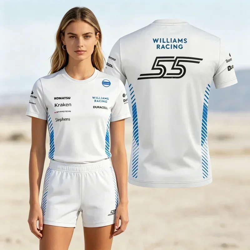 Beliebtes 3D-gedrucktes Racing Williams Fan-Shirt, atmungsaktives, schnelltrocknendes Freizeit-T-Shirt für Outdoor-Sport, Familien- und Kinder-T-Shirt – Detail 1