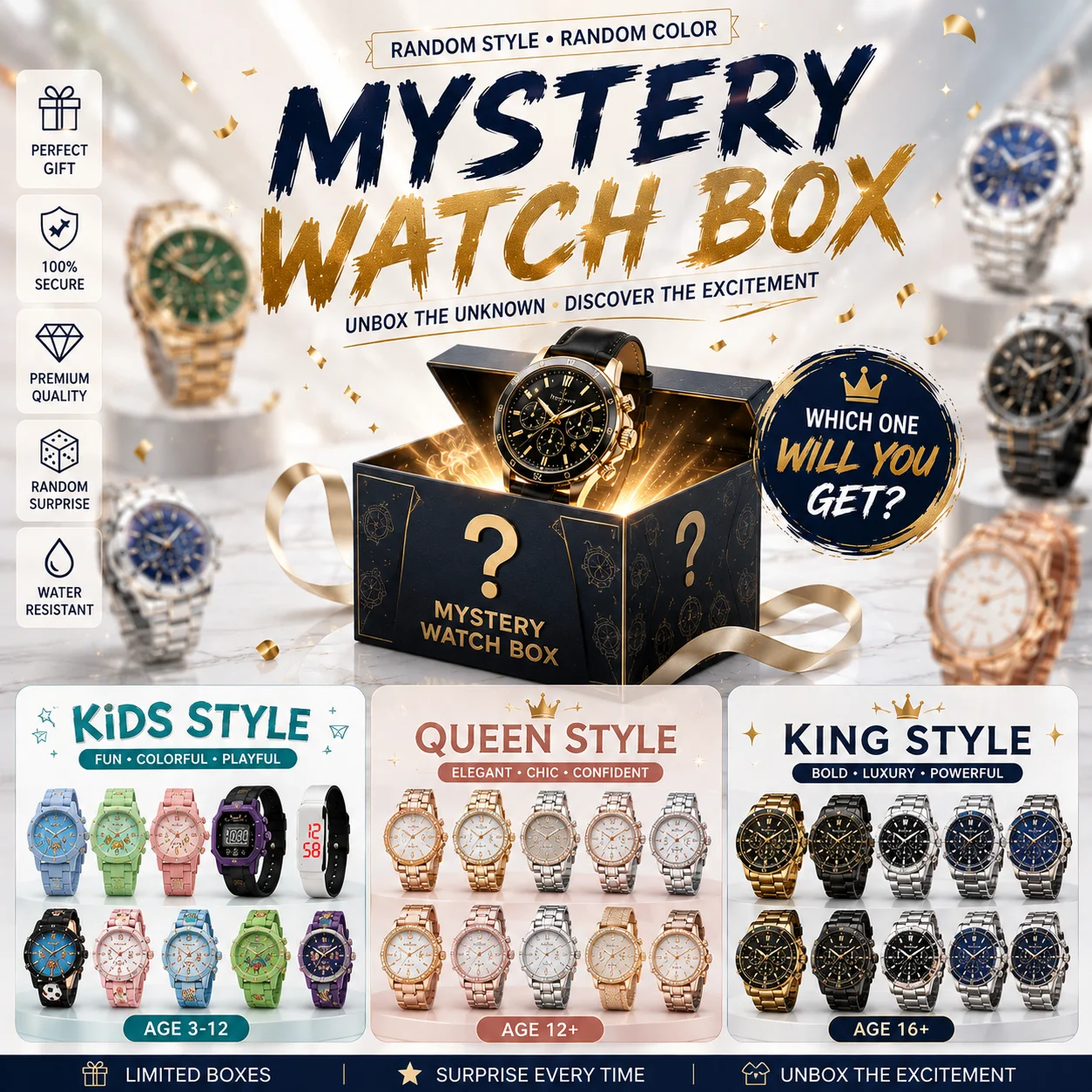 Jewelry Watches Box - Набор часов-сюрприз в закрытой упаковке, мужские