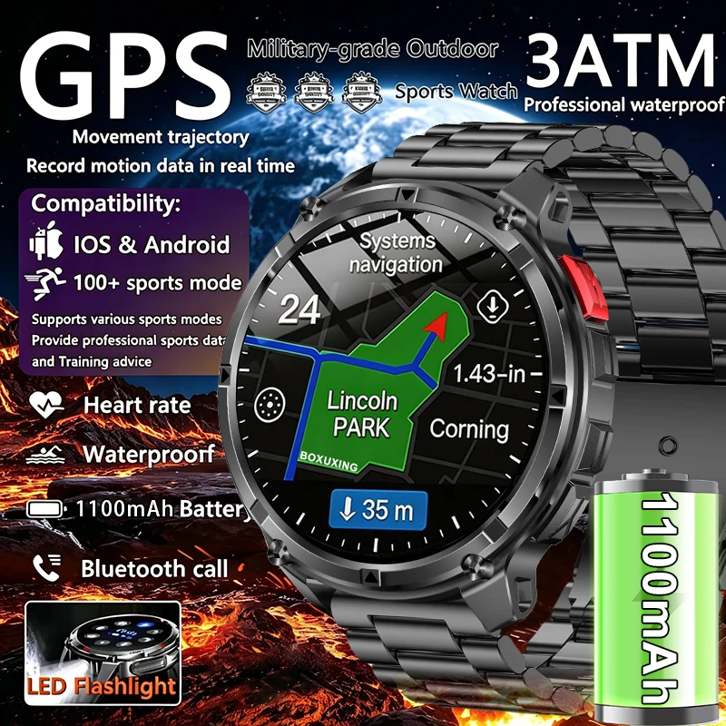 

Новые умные часы T-Rex3 Ultra 1100 мАч, водонепроницаемые, 3ATM, с мониторингом сердечного ритма и здоровья, для занятий спортом на открытом воздухе, с компасом, военные смарт-часы