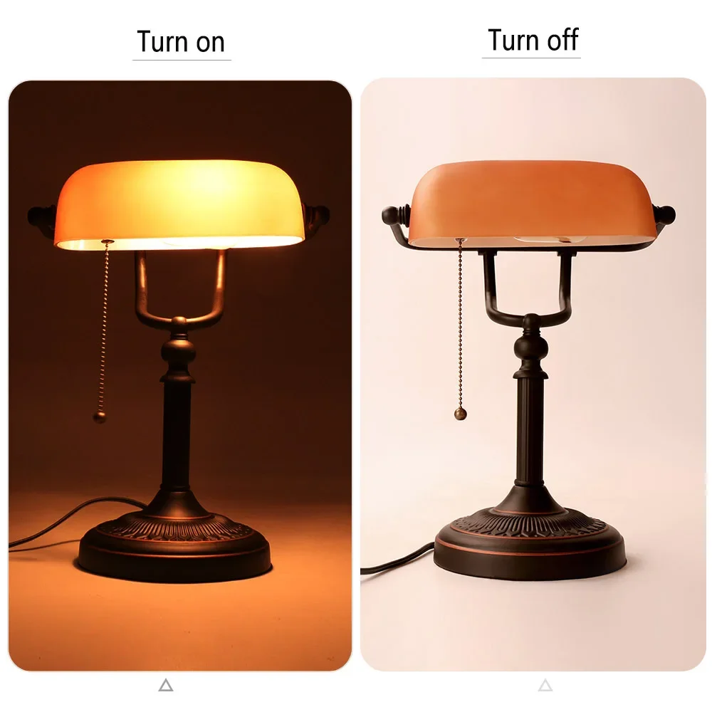 Retro classical E27 110/220V table lamp orange frosted glass shade bank lamp living room bedroom bedside study hotel desk lamp