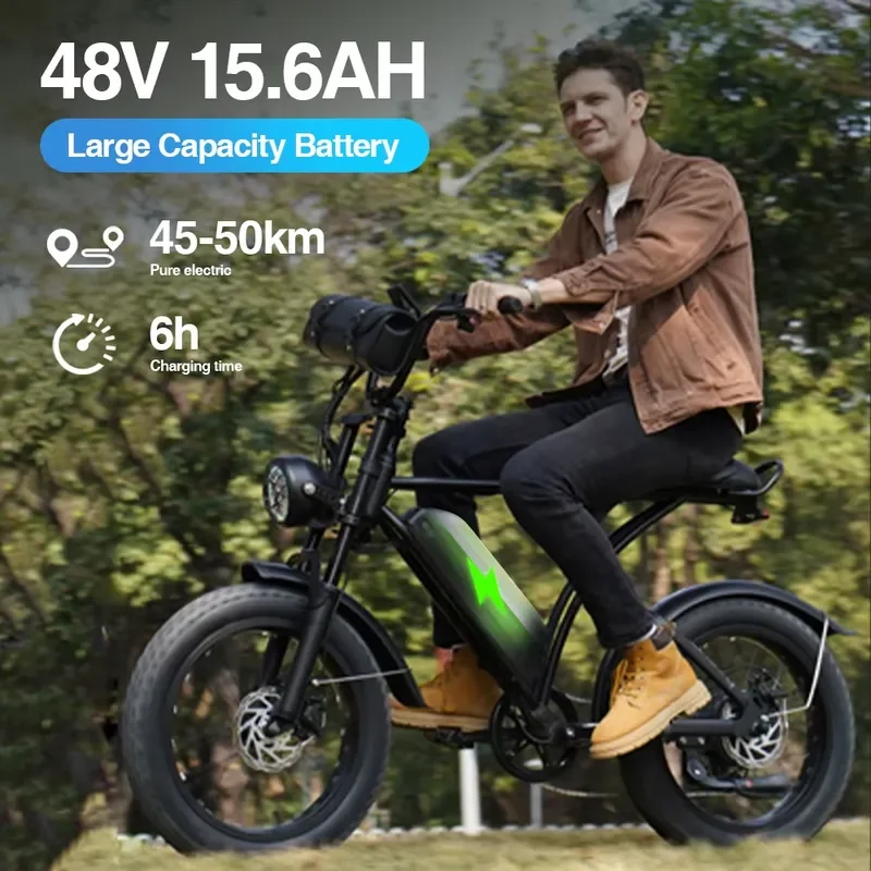 20 Inch Electric Mountain Bike 7 Speed 16.5Ah Lithium Battery Retro City E Bicycle For Adult Commuter Folding Ebike Power
