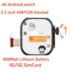 CDS9 S9 Ultra Android Smartwatch 4G/5G SIM card WiFi GPS Camera Play Store Heart Rate Blood Pressure 2.2 inch Amoled Smart Watch