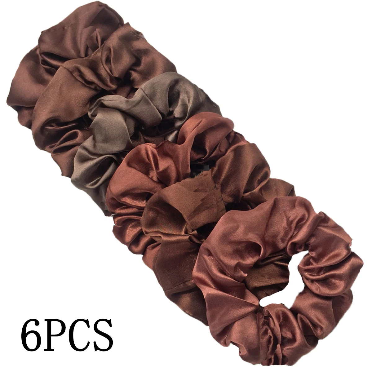 6 stks/partij Haar Scrunchies Bands Scrunchy Ties Touwen Paardenstaart Houder voor Vrouwen of Meisjes Accessoires Satijnen Hoofddeksels Effen 100 Kleur - afbeelding 1