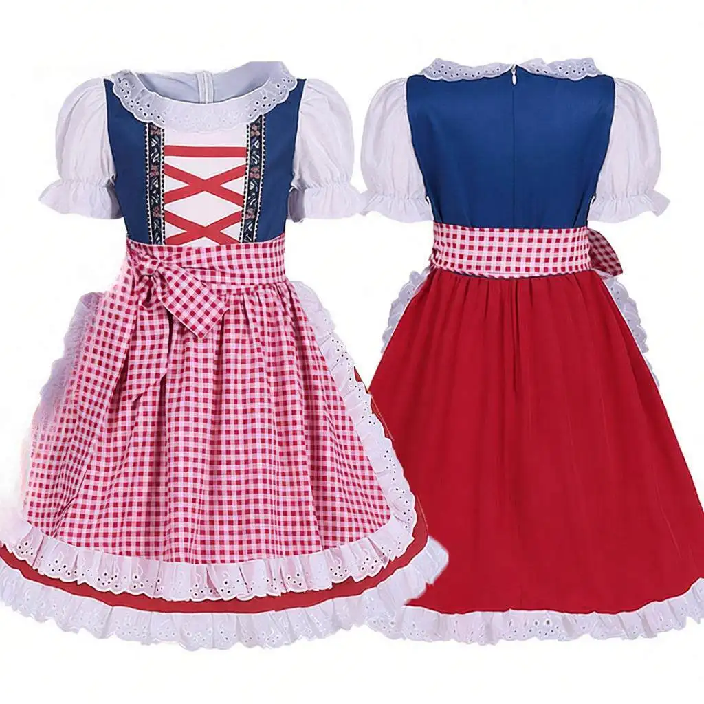 

Pink Halloween Tight Girl's Dress Bavarian Munich Beer Festival Retro Costume Children's Day Fashionable Stage Ethnic Wear