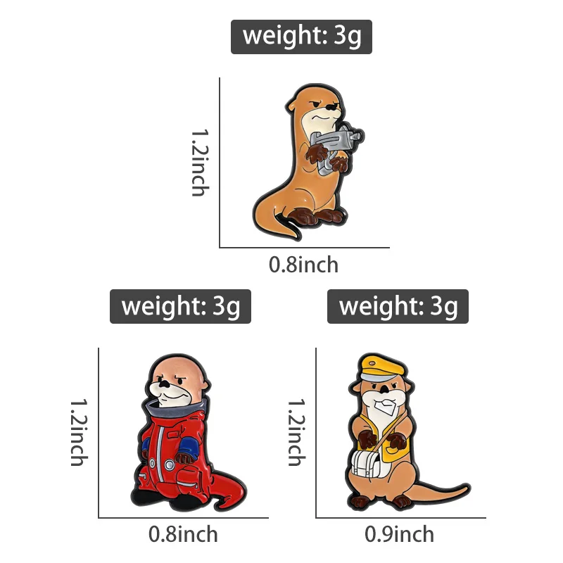 Sea Otter Enamel Pins Custom Ocean Animal Brooches Lapel Badges Cartoon Cute Adorable Jewelry Gift for Kids Friends