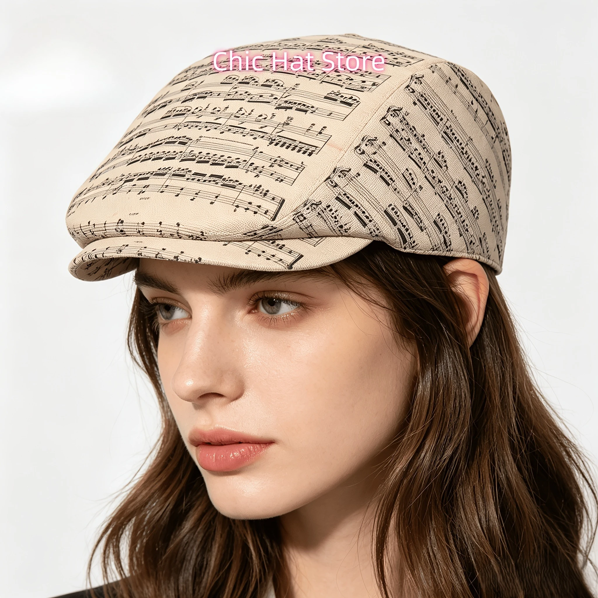 1pc Peters Edition Piano Exercise Pieces All-over Print Flat-top Hats for Men and Women, Newsboy Caps, Berets, Irish Hats, Drive