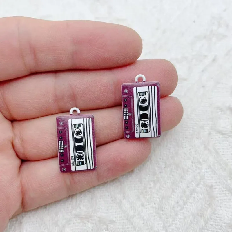 10pcs alloy jewelry accessories, oil drop printed magnetic tape pendant pendant, retro series, handmade DIY earrings, bags and s view 4