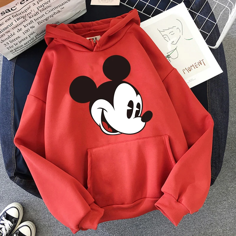 Hoodie HIP HOP 2024 untuk anak laki-laki perempuan, pakaian jalanan, Hoodie Minnie Disney, Sweatshirt wanita Mickey Mouse, pakaian jalanan