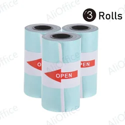 3 Roll Self-adhesive Printable Sticker Paper Roll Direct Thermal Paper with 57*30mm for PeriPage A6 Pocket Thermal Printer