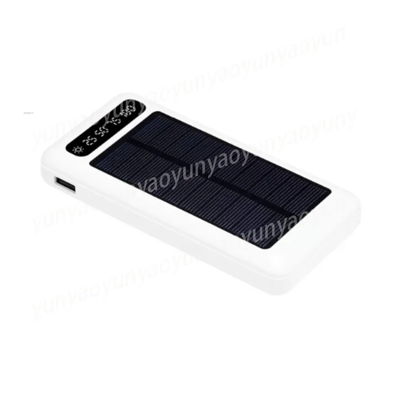 10000mAh Solar Power Bank with Built-in Cable, Ultra-Thin Fast Charging Outdoor Portable Battery for Travel