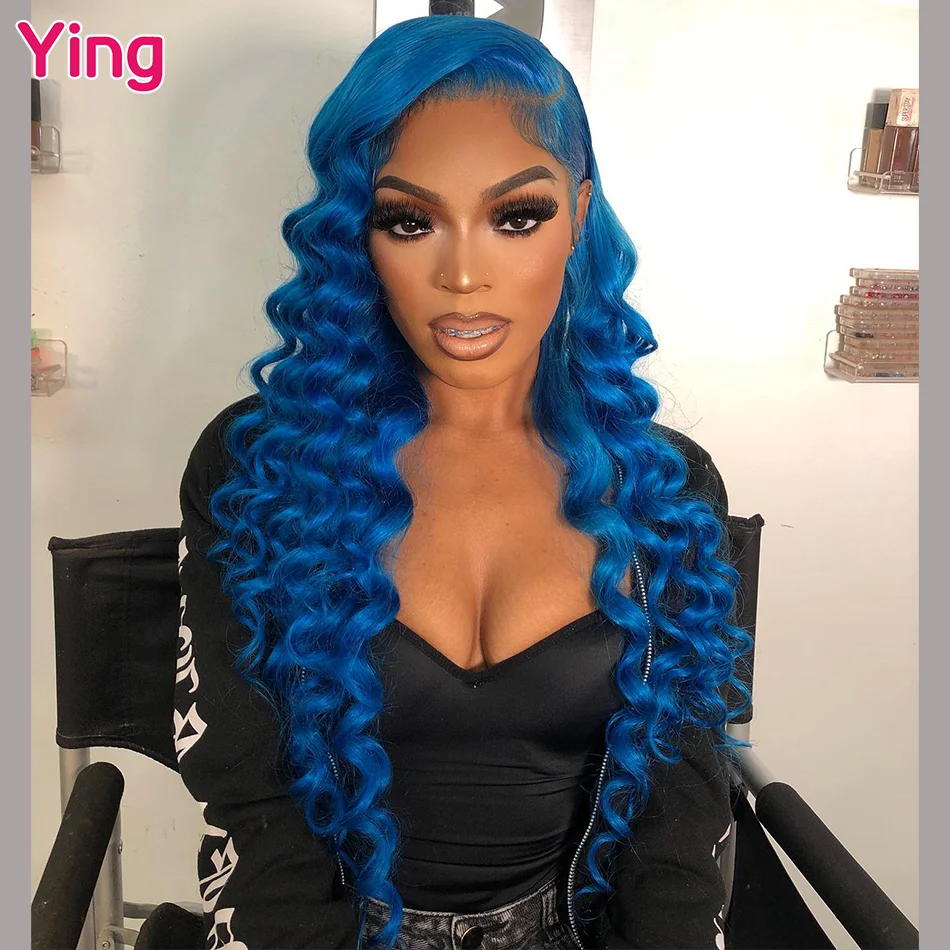 

Ocean Blue Loose Wave 360 Lace Front Wig Human Hair curly Wave 13x4 13x6 Lace Frontal Wigs Pre Plucke 5x5 Closure Human Hair Wig