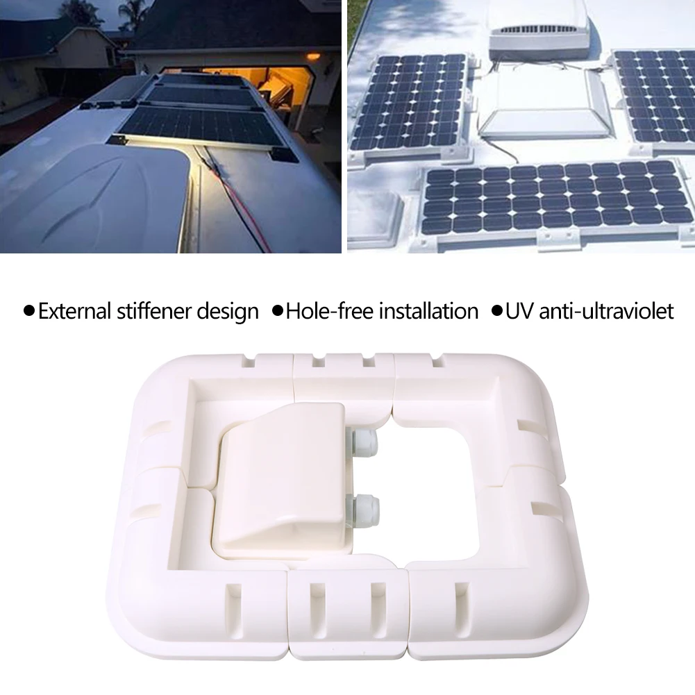 7pcs/set White ABS Solar Panel Mounting Bracket Kits Cable Entry Gand Ideal for Caravan Motorhome RV Boat Vehicle Roof Mount