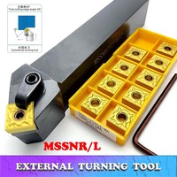 1PC MSSNR1616H12 MSSNR2020K12 MSSNR2525M12 External Turning Tool Holder 10PCS SNMG Carbide Inserts MSSNR Lathe Cutting Tools Set