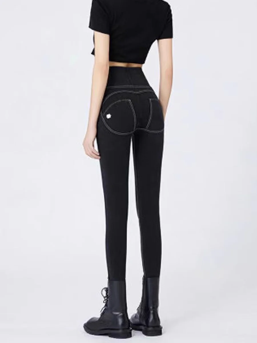 

High Waist Denim Jeans Women's Peach Butt Lifting Pants Tummy Control Elastic Slim Fit Pencil Pants Blue Cotton Stretch