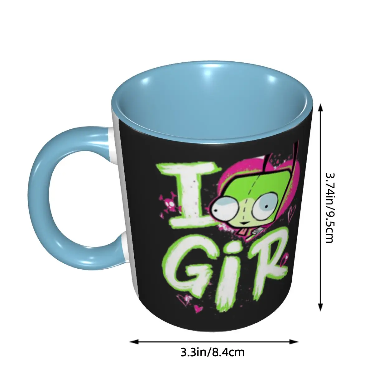 Invader Zim Valentine's Day I Love GIR Mug Funny Ceramic Coffee Cups Tea Mugs Milk Cup Drinkware Gift for Woman Man DIY Custom