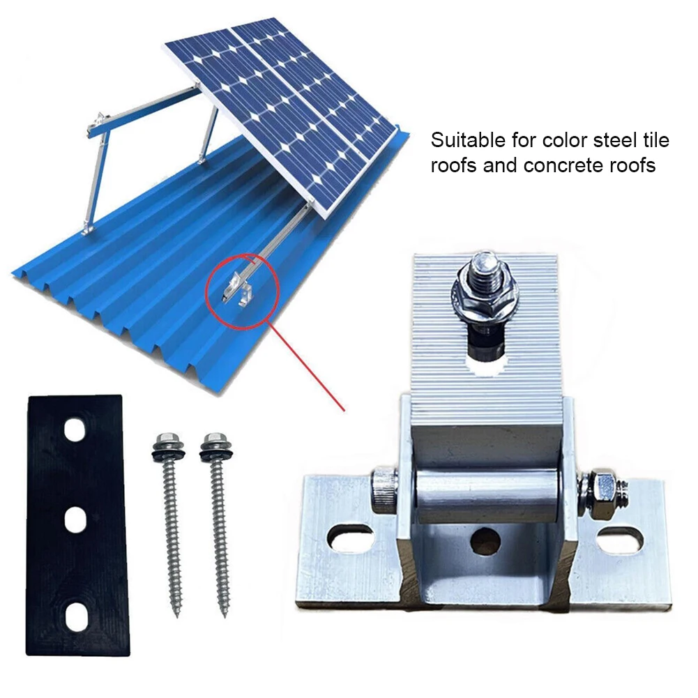 2 Pcs Aluminum Solar Panel Brackets Drill-Free Mount 15-30 Degree Angle Roof Solar Panel Bracket Rust Prevention with Tilt Legs
