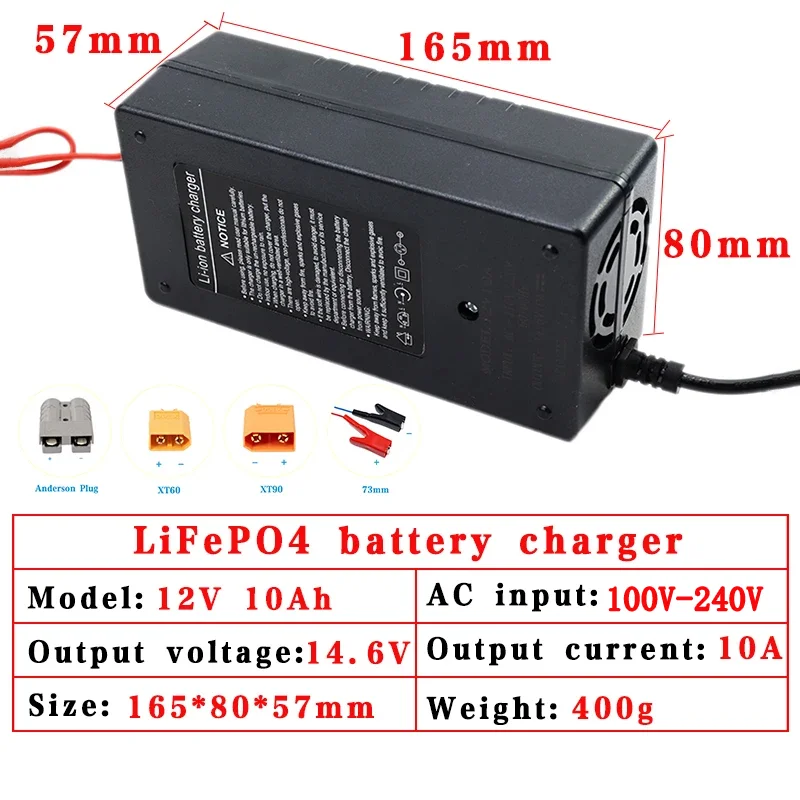 VariCore 14.6V/12.8V 10A Lifepo4 Charger 100-240V 4S 12V High Power Charger For Lithium iron Phosphate Battery Pack
