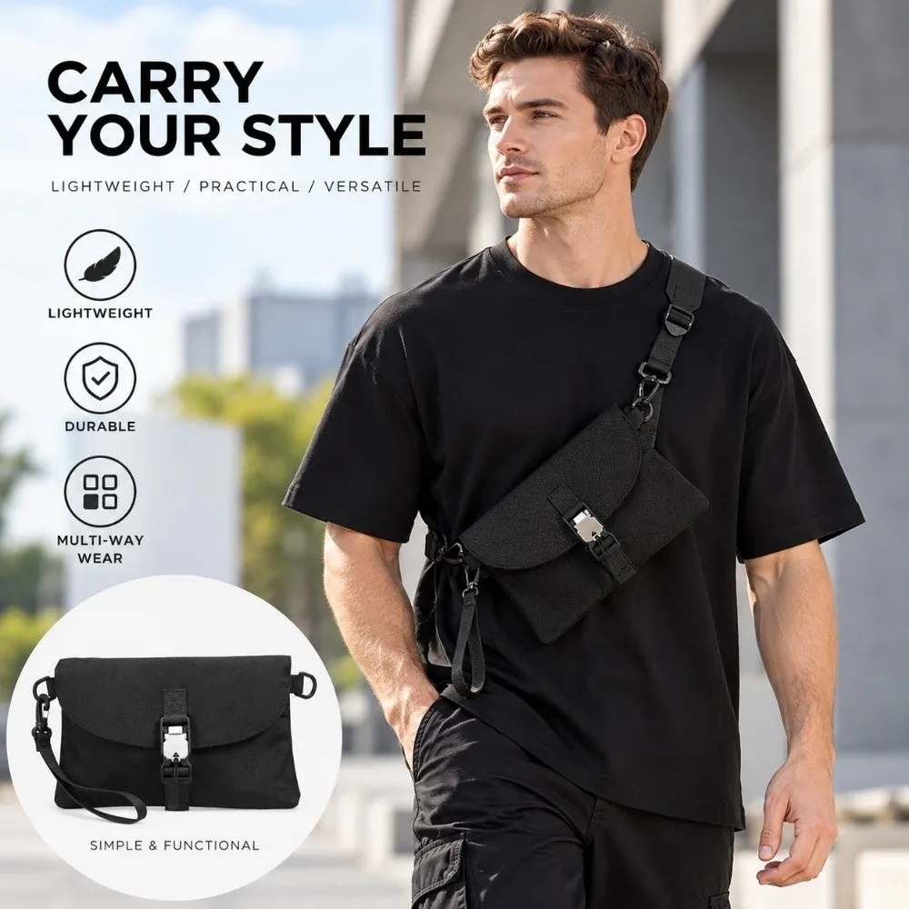 Durable Nylon Crossbody Bag Square Shape Large Capacity Backpack Magnetic Buckle Waterproof Shoulder Bag Daily Use