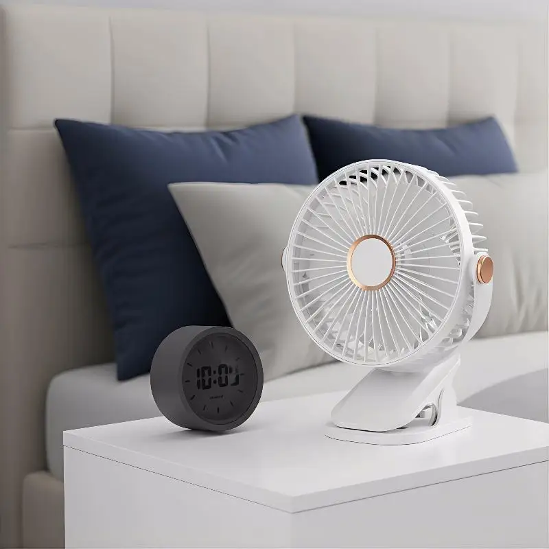 Camping Fan Rechargeable Desktop Portable Air Circulator Wireless Ceiling Electric Fan With LED Light Clip-on Home