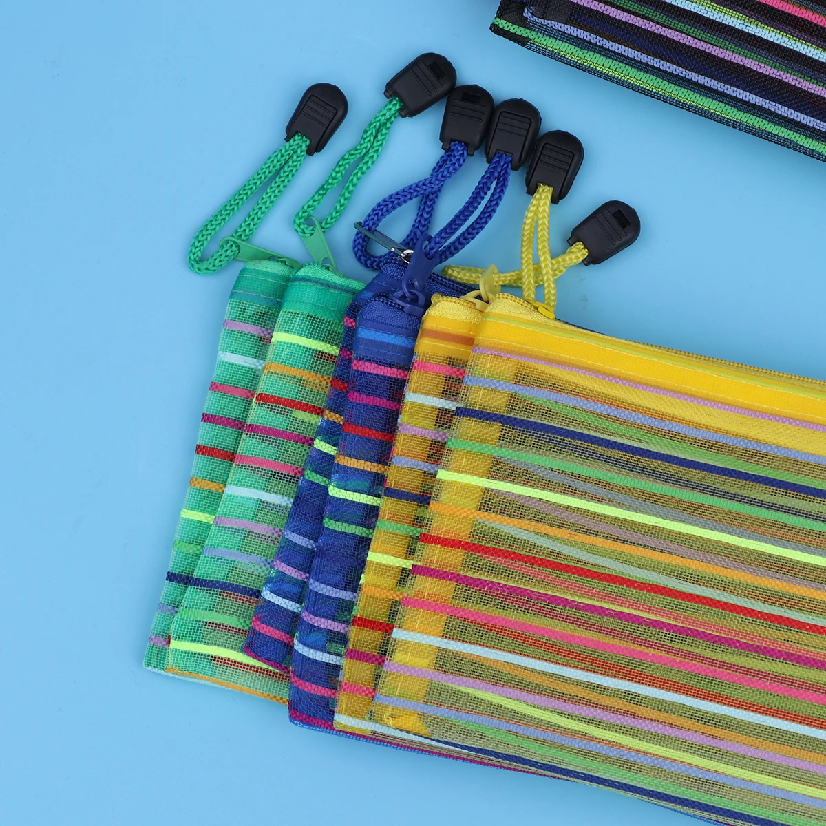 

12pcs Zipper Mesh Pouch Pencil Pen Bag Multipurpose Travel Bags for Office Supplies Cosmetics Travel Accessories