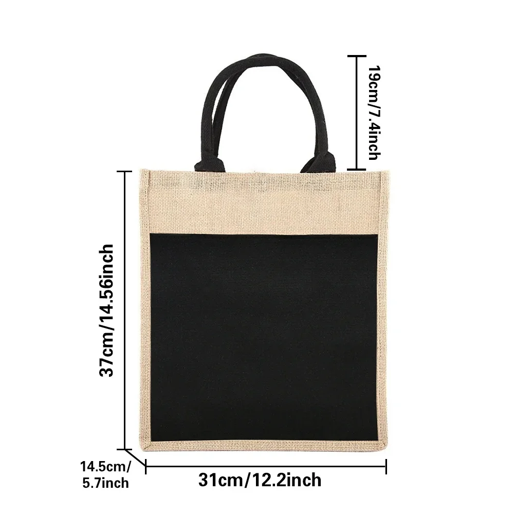 Wood Art Letter Printing Large Capacity Environmental Protection Linen Shoulder Bag Jute Imitation Sack Women's Shopping Bag