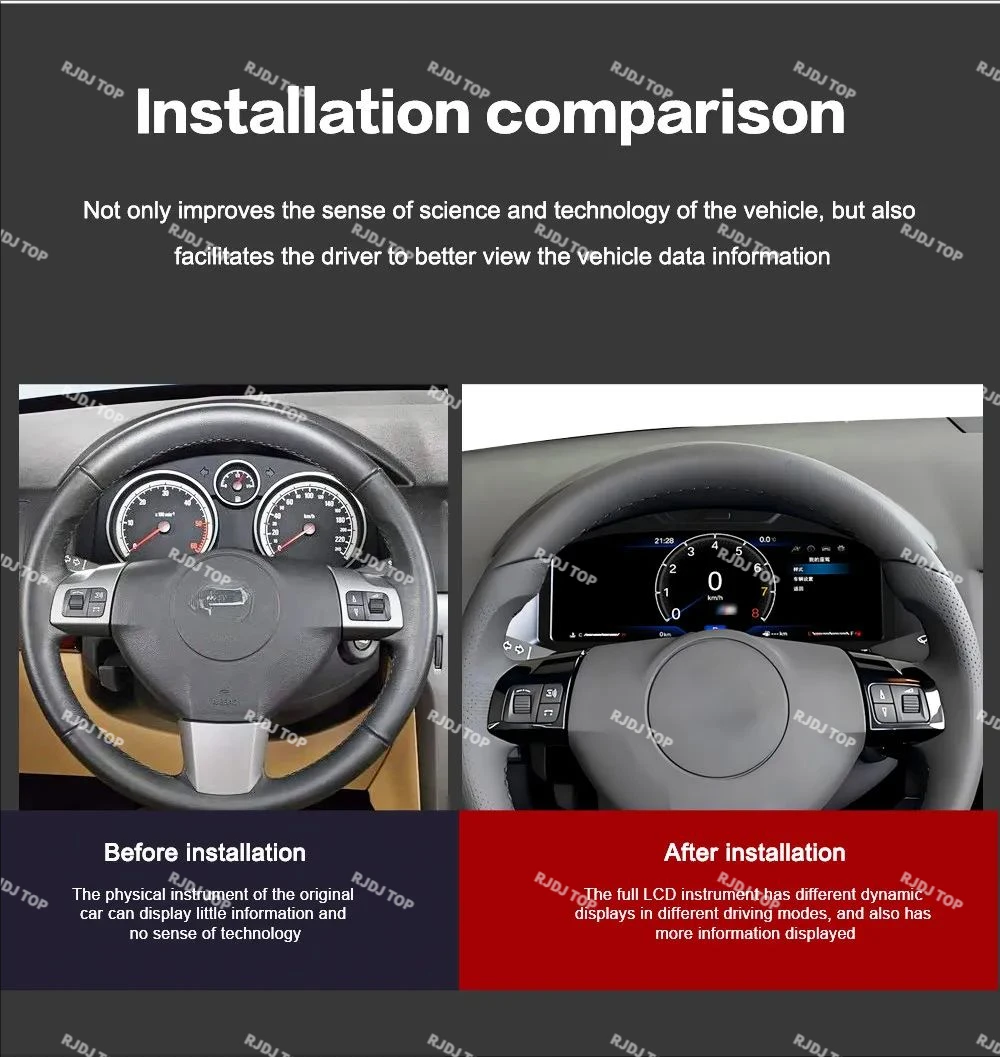 12.3 Inch Digital Cluster For Opel Astra 2004-2010 LCD Instrument Panel Virtual CockPit Speed Meter Dashboard Car Accessories