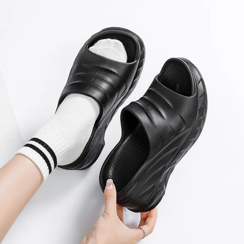 2024 New High Fashion Large Brand Slope Heel Slippers And Sandals Women Summer Outside Casual Anti-Slip Wedge Open-Toe Shoes