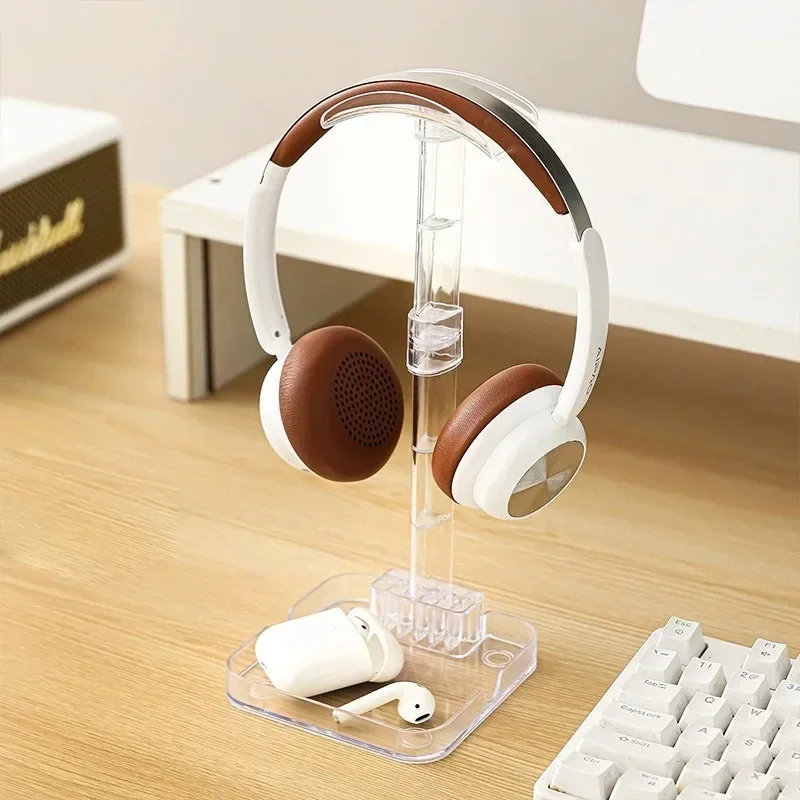 New Clear Acrylic Headphone Stand Desktop Gaming Headset Holder Universal Phone Tablet Display Rack Earphone Support Bracket