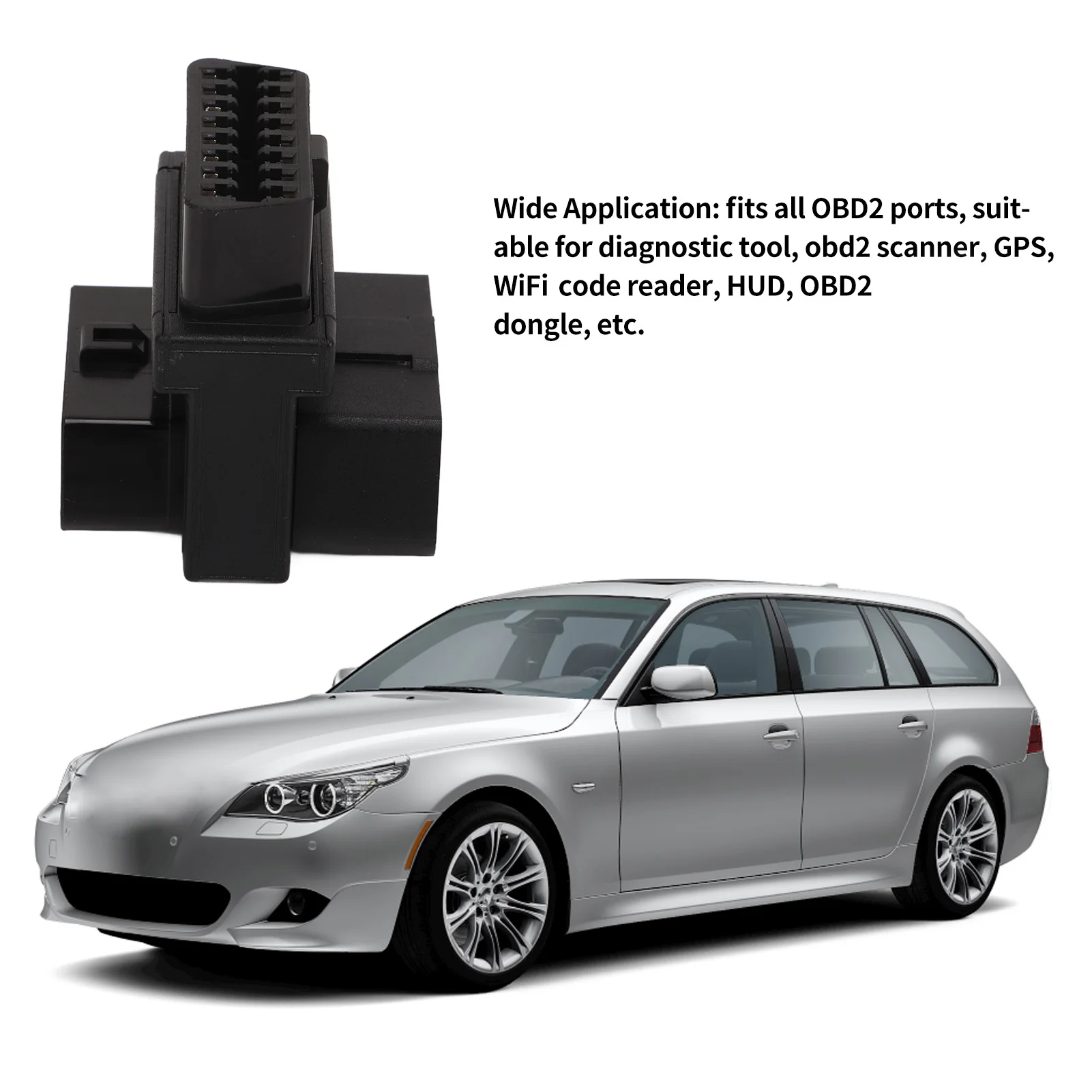 OBD Cable Adapter OBD2 Adapter 16 Pin Male to 2 Female Plug and Play Splitter Connector for Diagnostic Extender