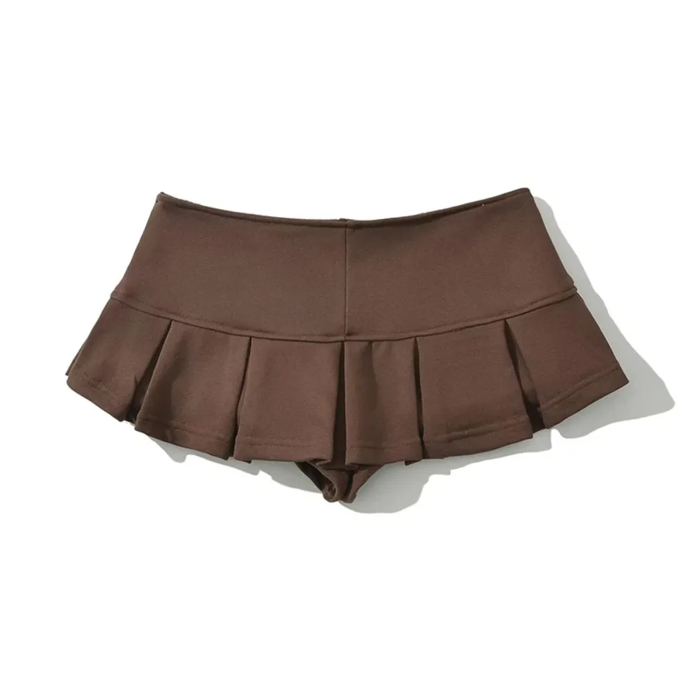Girls Sexy Low Waist Pleated Mini Skirt Women Side Zipper Summer Short Skater Skirts