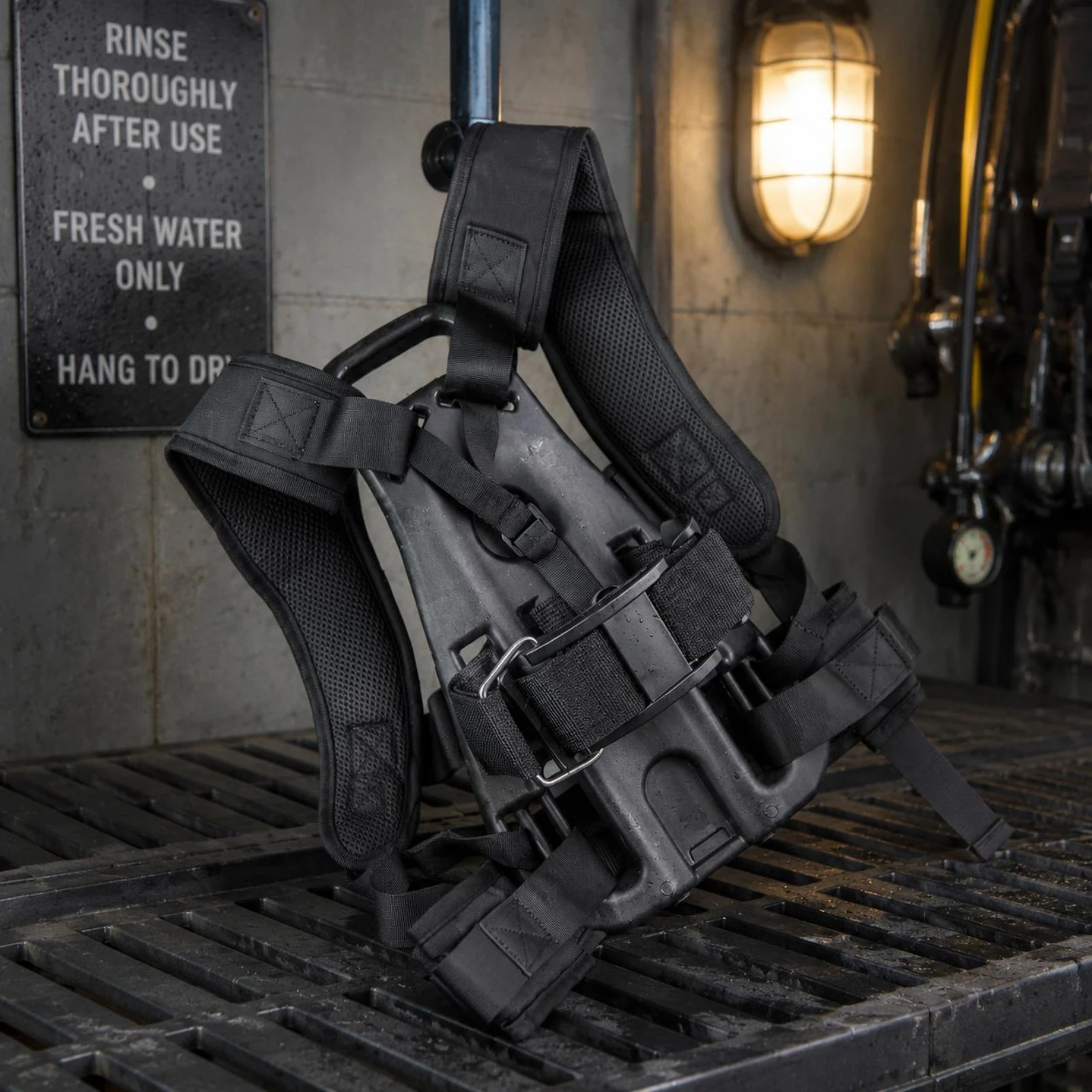 

Backplate Harness Assembly Top Carry Handle Underwater Diving Cylinder Backplate Dive Cylinder Carrier Contoured Back Support