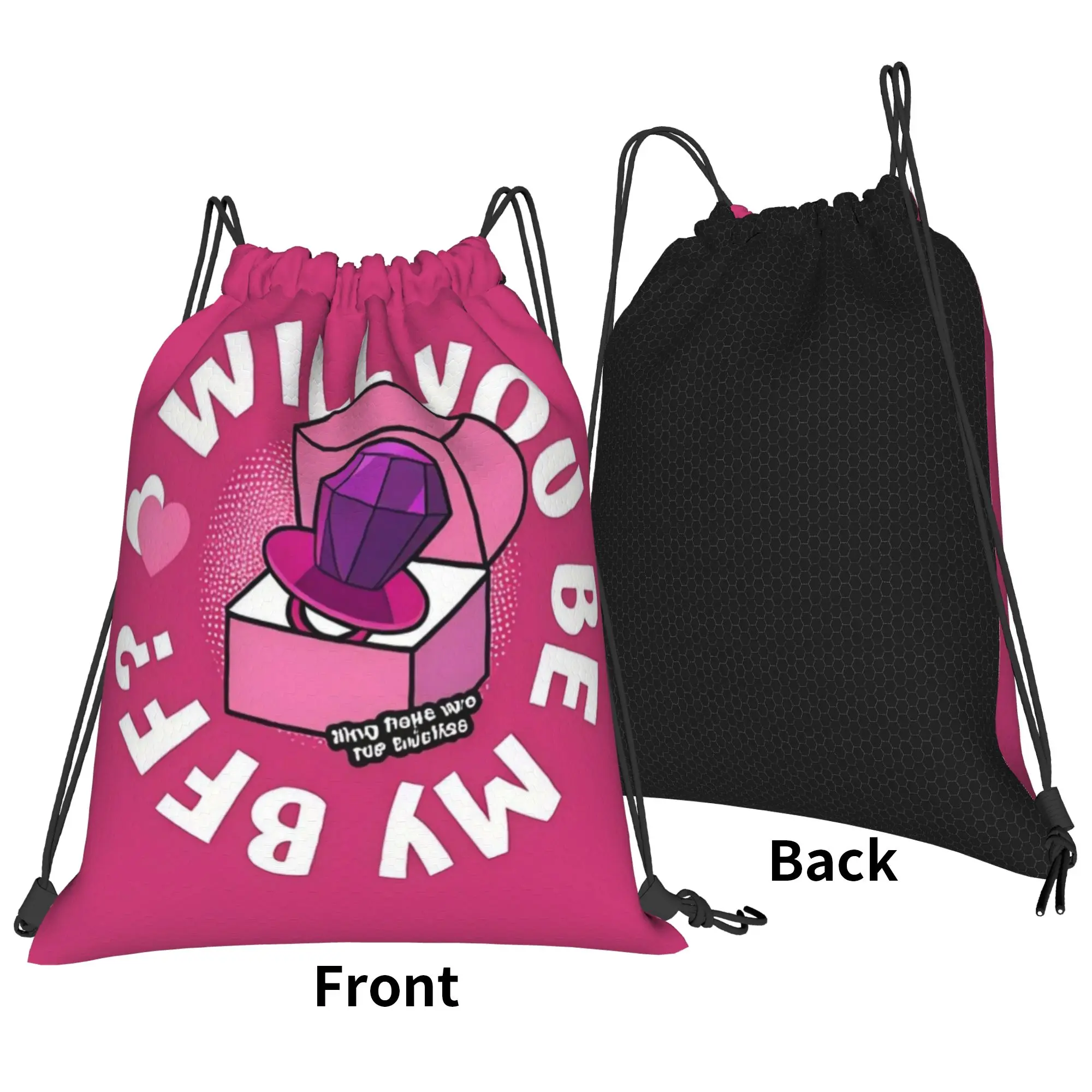 bBazooka Ring Pop Will You Be My BFF Candy Portable Hiking Riding Gym Drawstring Storage Sporty Backpacks